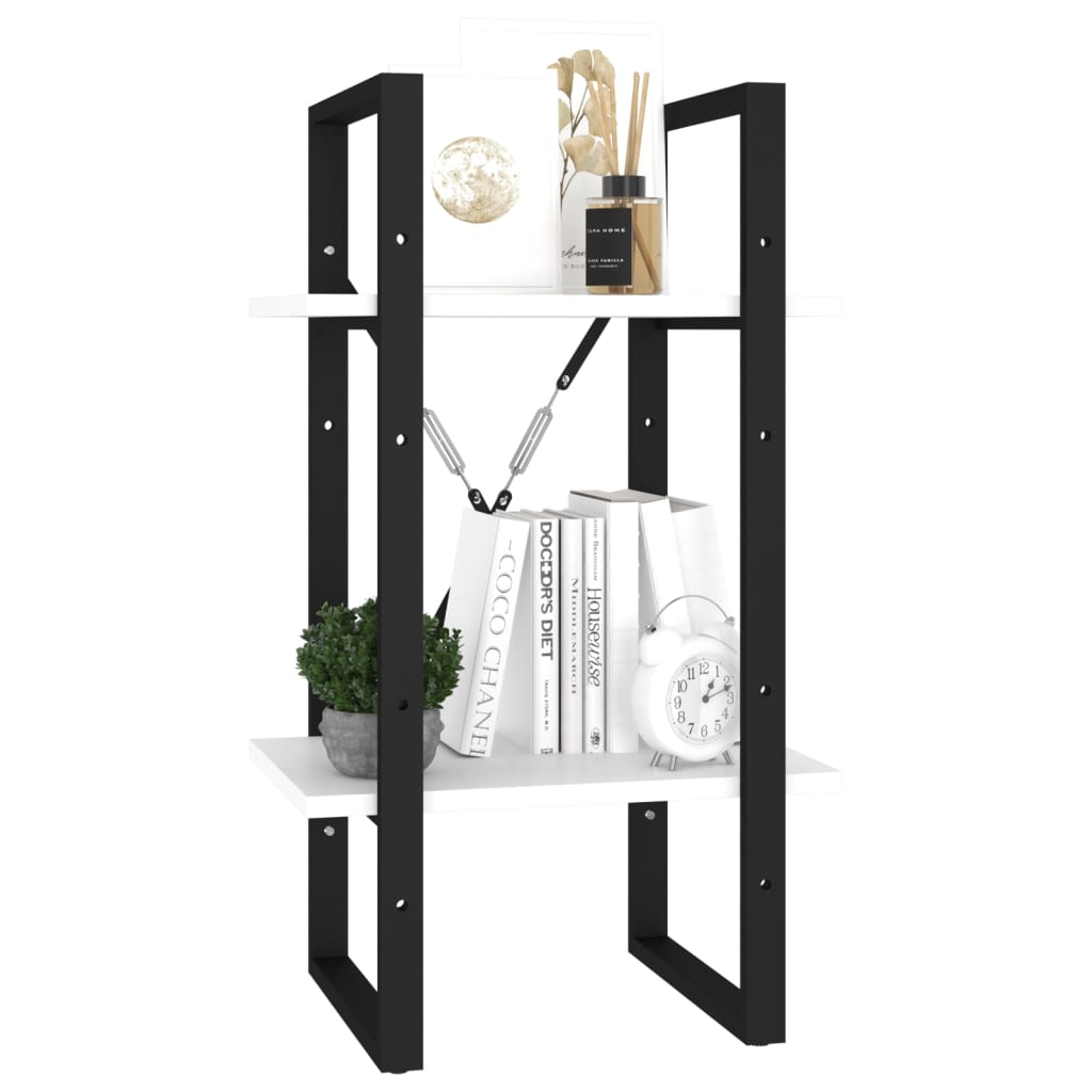 bogreol med 2 hylder 40x30x70 cm konstrueret træ hvid