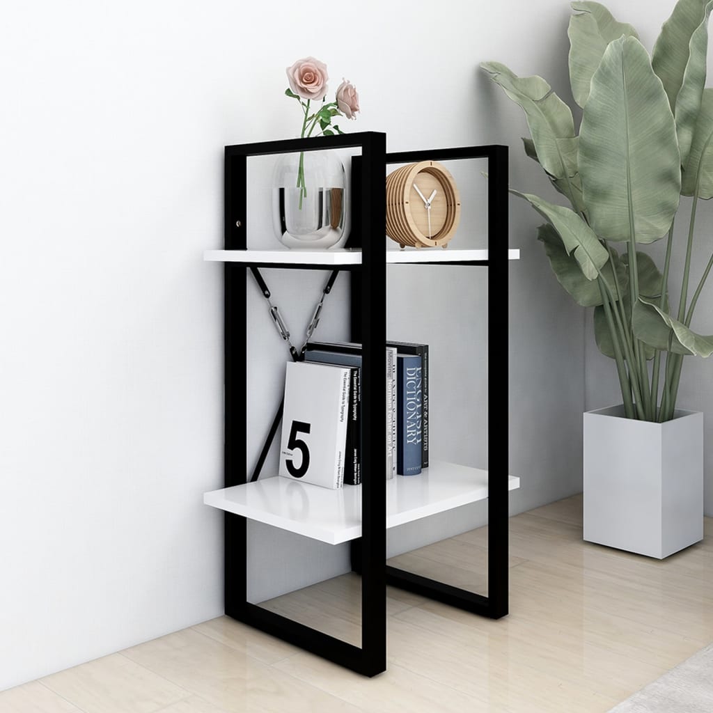 bogreol med 2 hylder 40x30x70 cm konstrueret træ hvid