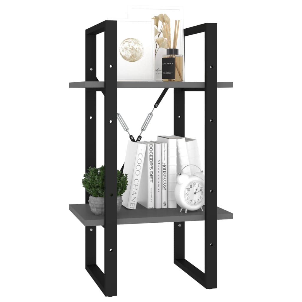 bogreol med 2 hylder 40x30x70 cm konstrueret træ grå