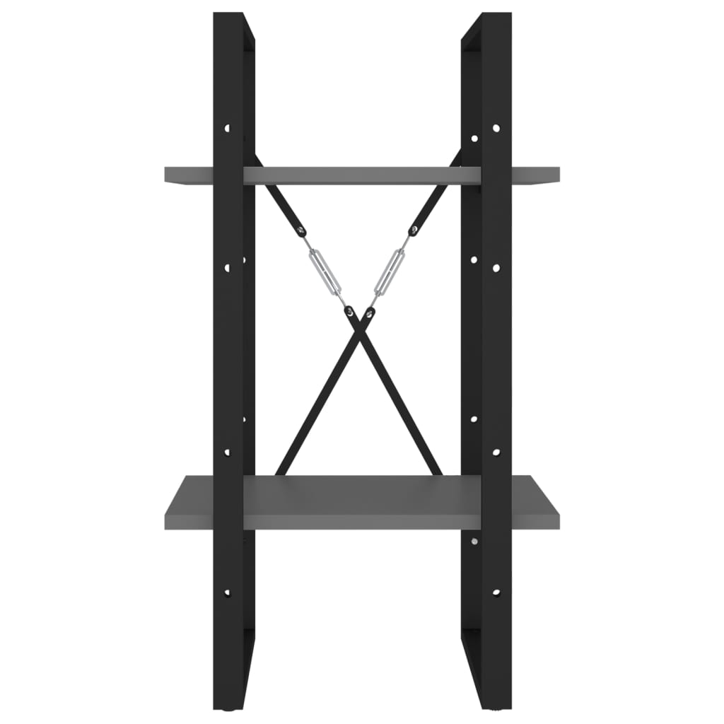 bogreol med 2 hylder 40x30x70 cm konstrueret træ grå