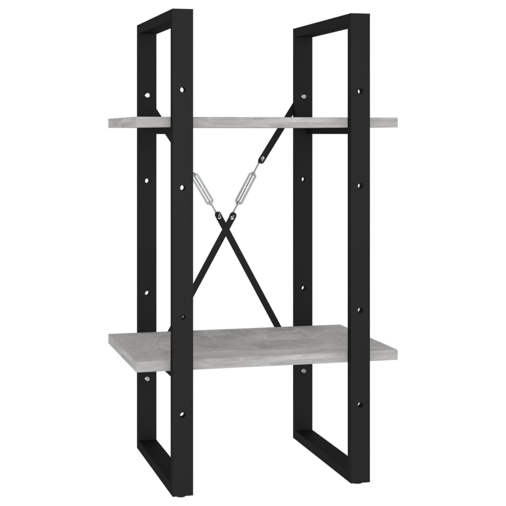 bogreol med 2 hylder 40x30x70 cm konstrueret træ betongrå