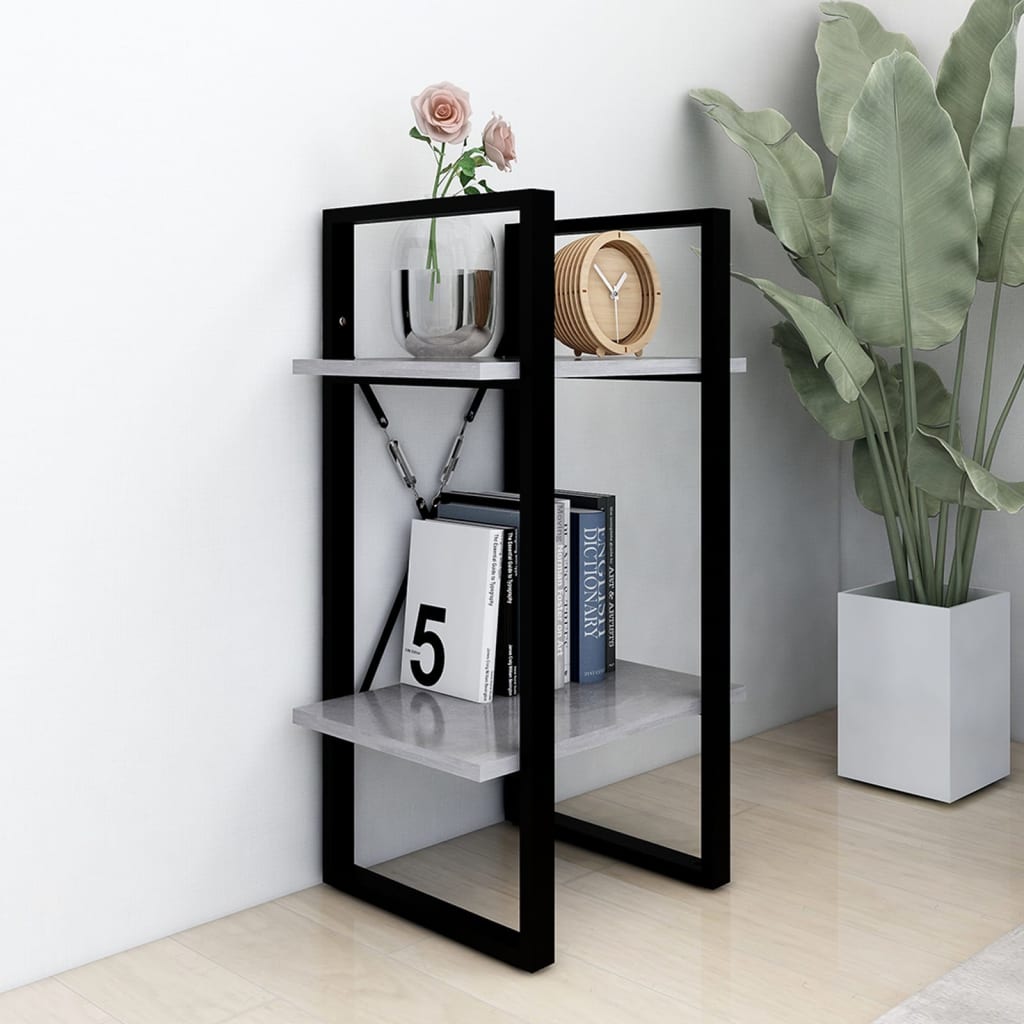 bogreol med 2 hylder 40x30x70 cm konstrueret træ betongrå