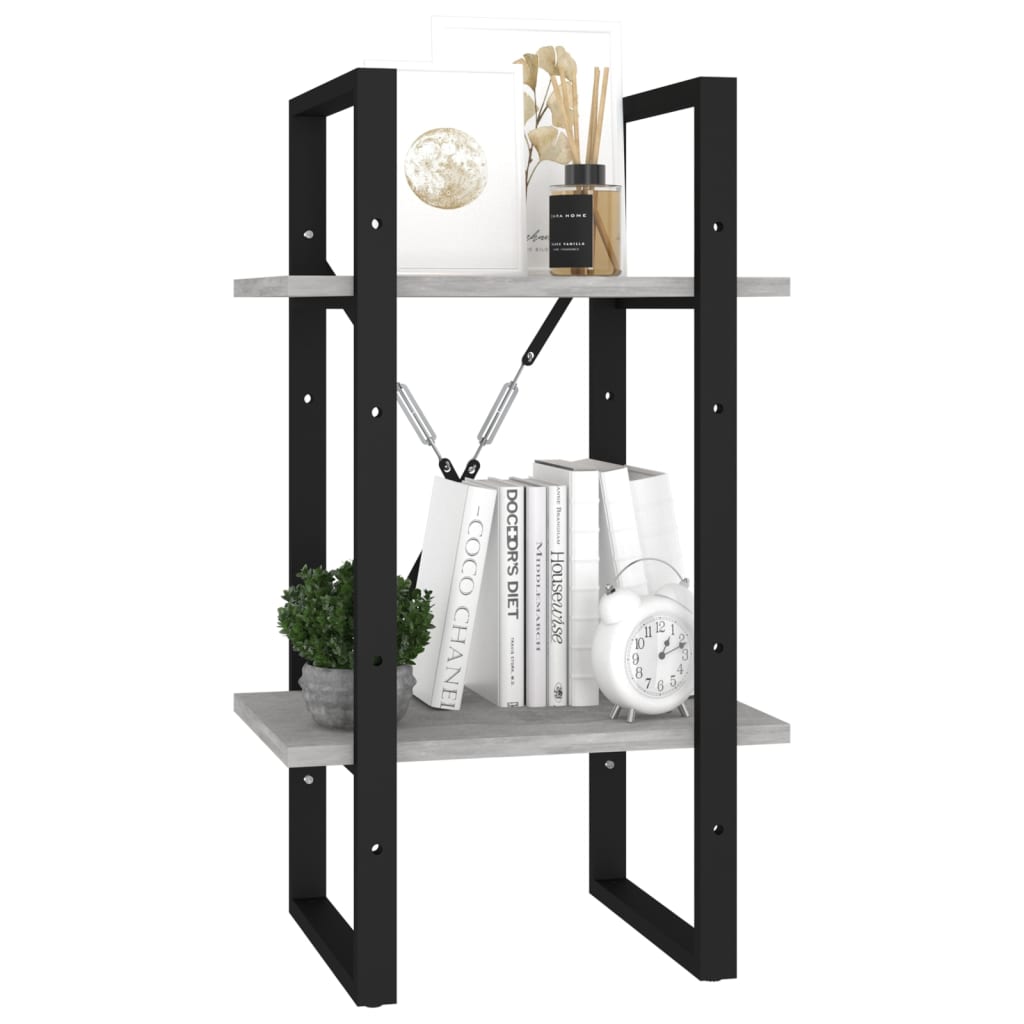 bogreol med 2 hylder 40x30x70 cm konstrueret træ betongrå