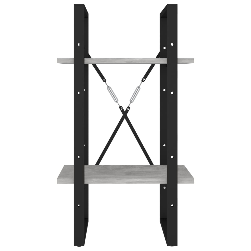 bogreol med 2 hylder 40x30x70 cm konstrueret træ betongrå