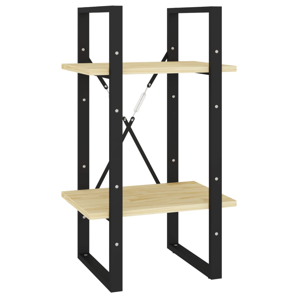 bogreol 40x30x70 cm 2 hylder massivt fyrretræ