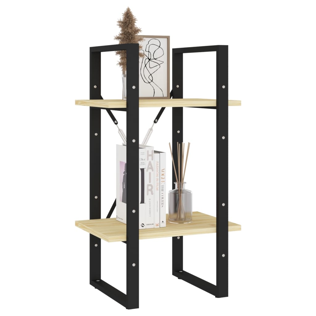 bogreol 40x30x70 cm 2 hylder massivt fyrretræ