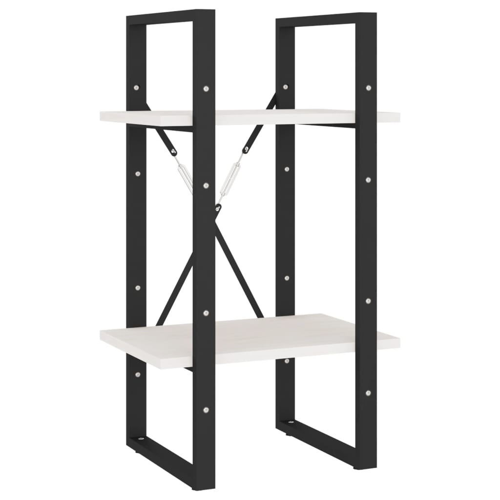 bogreol 40x30x70 cm 2 hylder massivt fyrretræ hvid