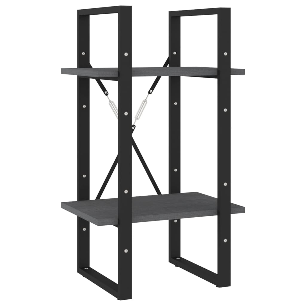bogreol 40x30x70 cm 2 hylder massivt fyrretræ grå