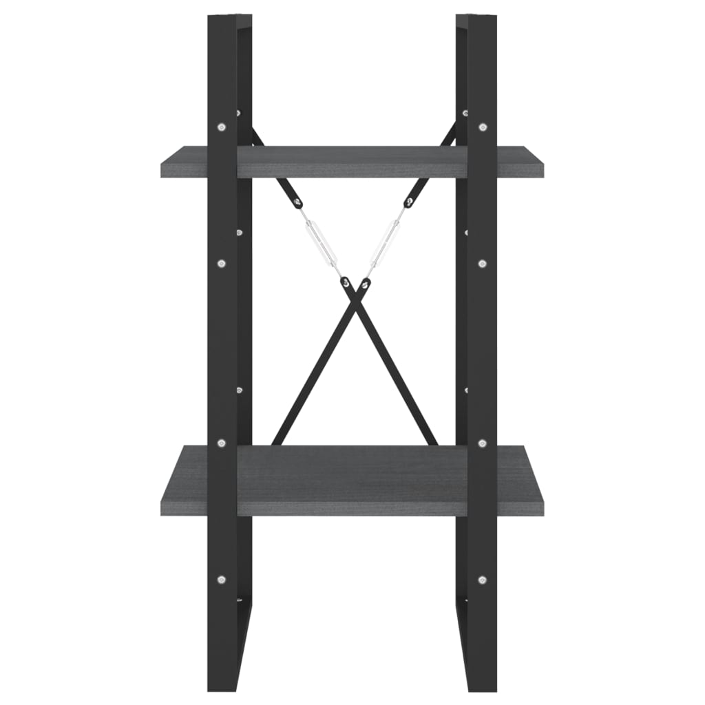 bogreol 40x30x70 cm 2 hylder massivt fyrretræ grå
