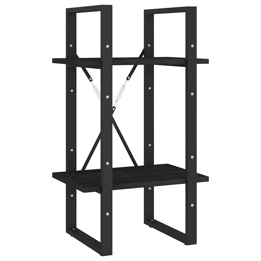 bogreol 40x30x70 cm 2 hylder massivt fyrretræ sort