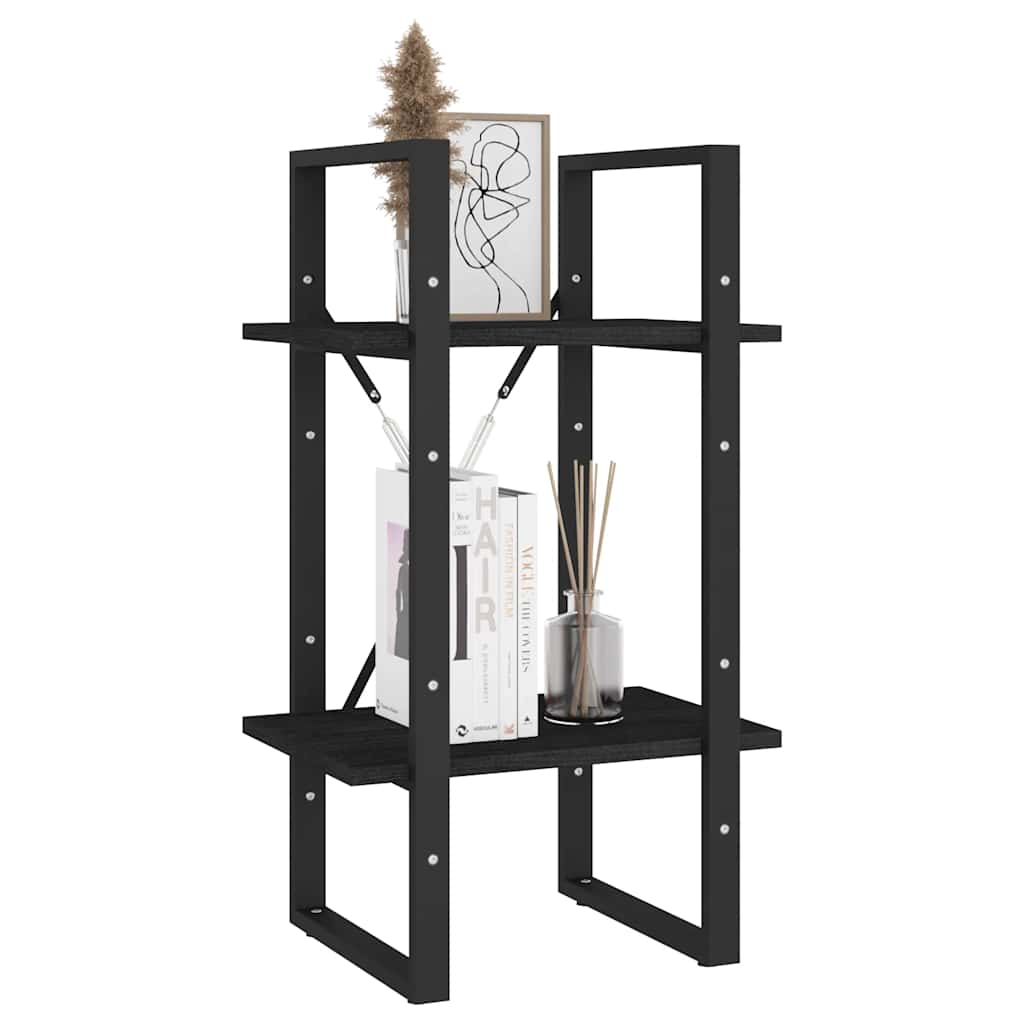 bogreol 40x30x70 cm 2 hylder massivt fyrretræ sort