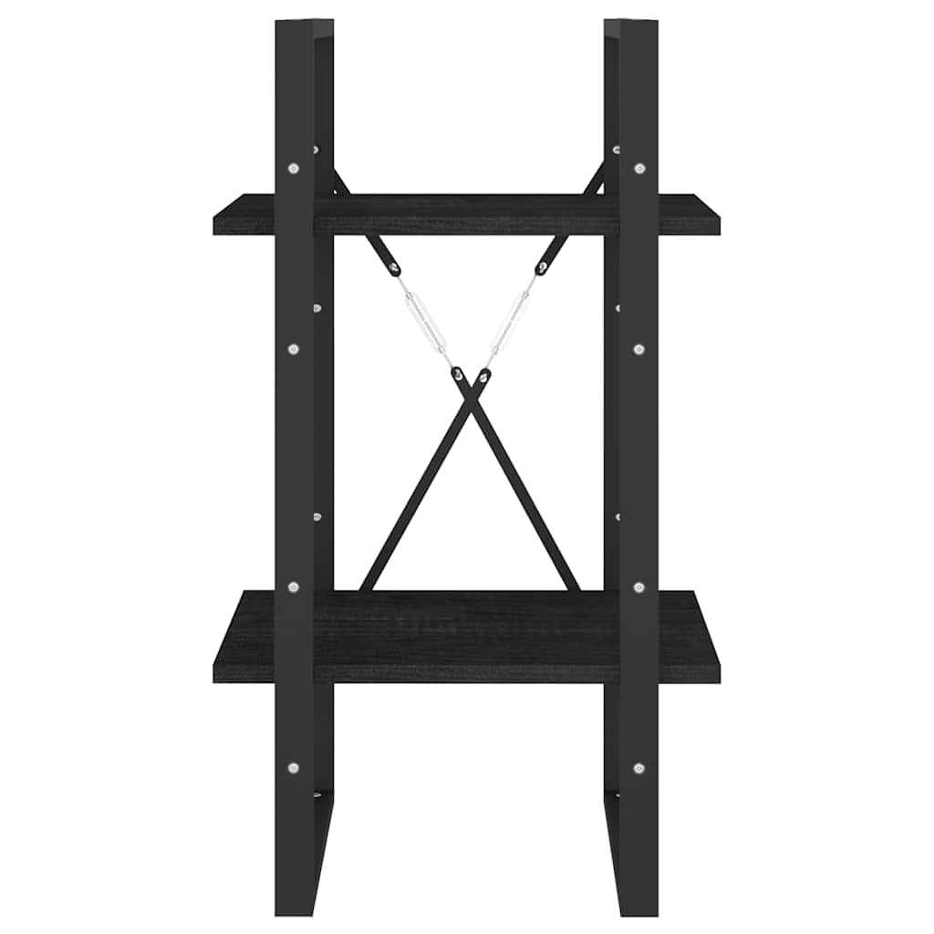 bogreol 40x30x70 cm 2 hylder massivt fyrretræ sort