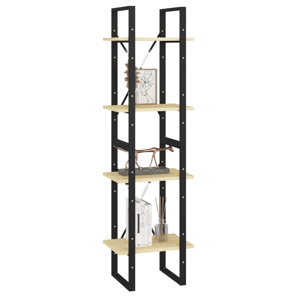 bogreol 40x30x140 cm 4 hylder massivt fyrretræ