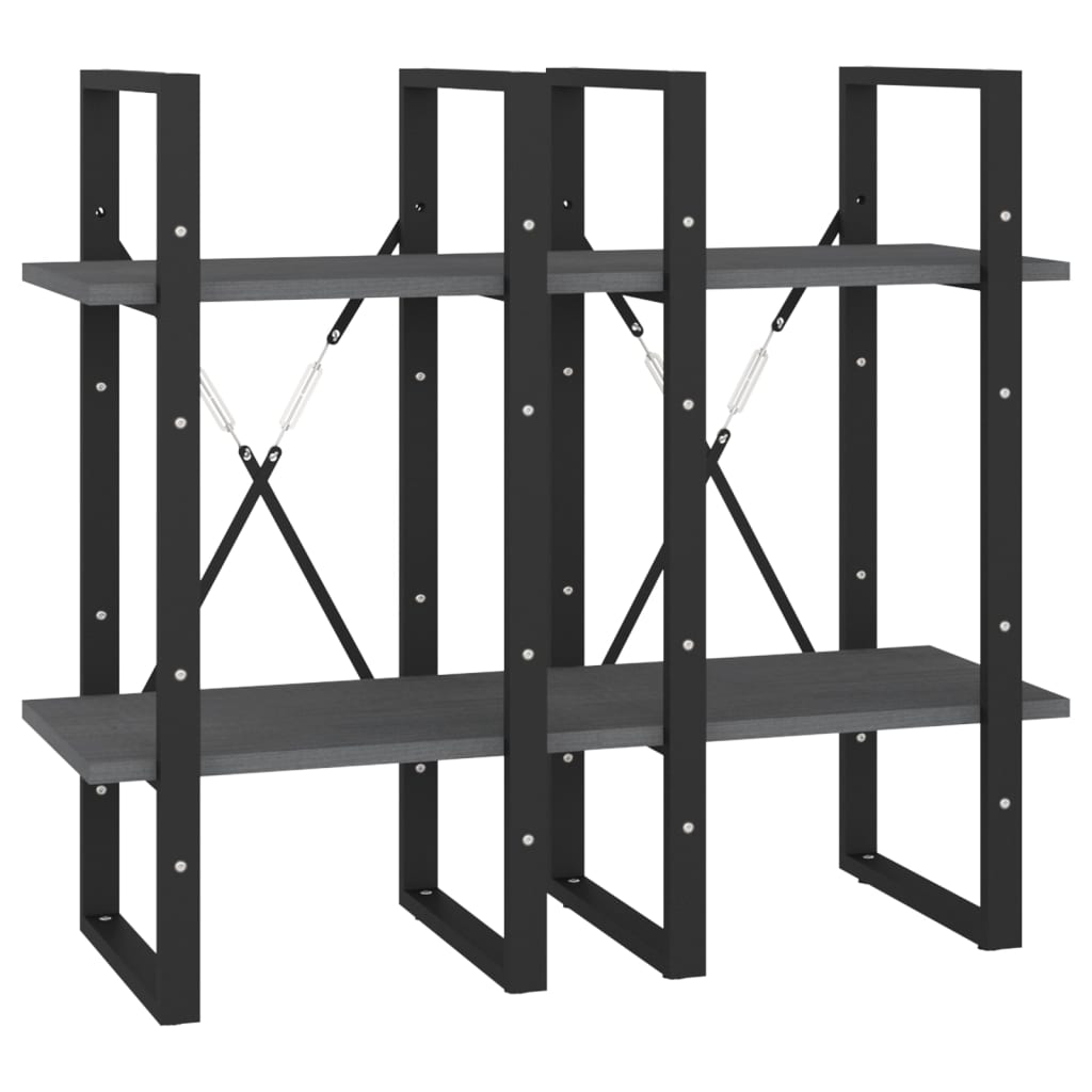 bogreol 40x30x140 cm 4 hylder massivt fyrretræ grå
