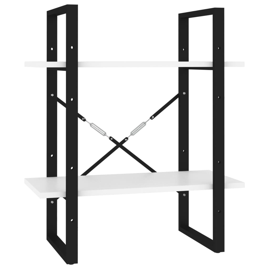 bogreol med 2 hylder 60x30x70 cm konstrueret træ hvid