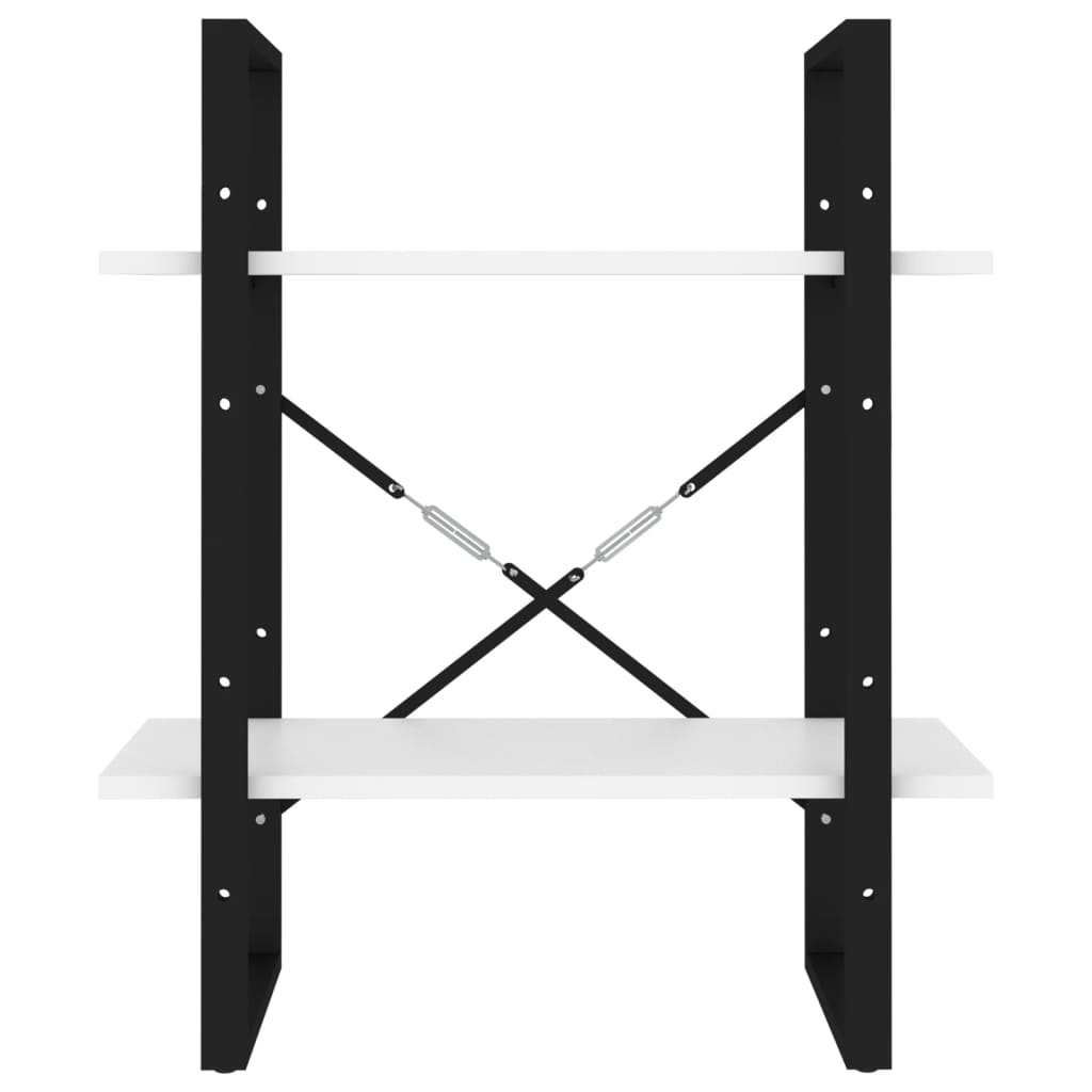 bogreol med 2 hylder 60x30x70 cm konstrueret træ hvid
