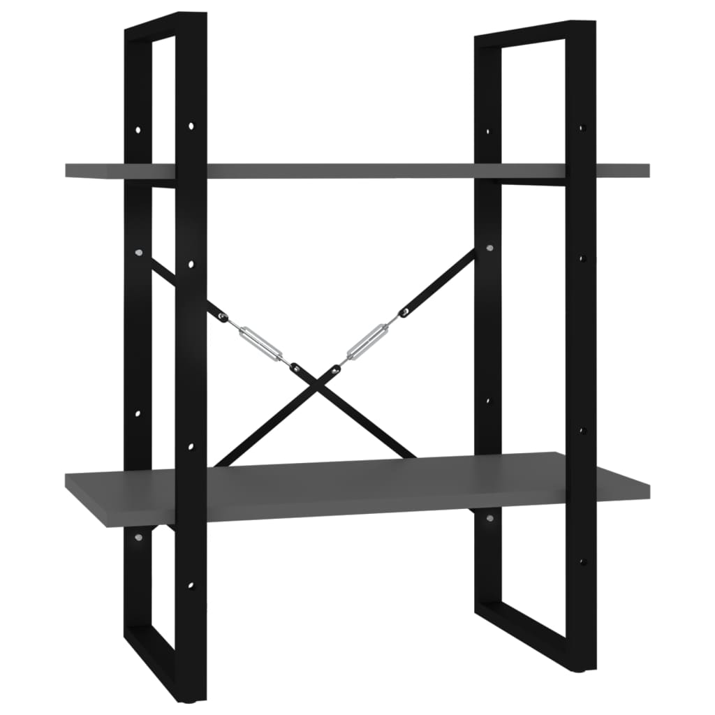 bogreol med 2 hylder 60x30x70 cm konstrueret træ grå