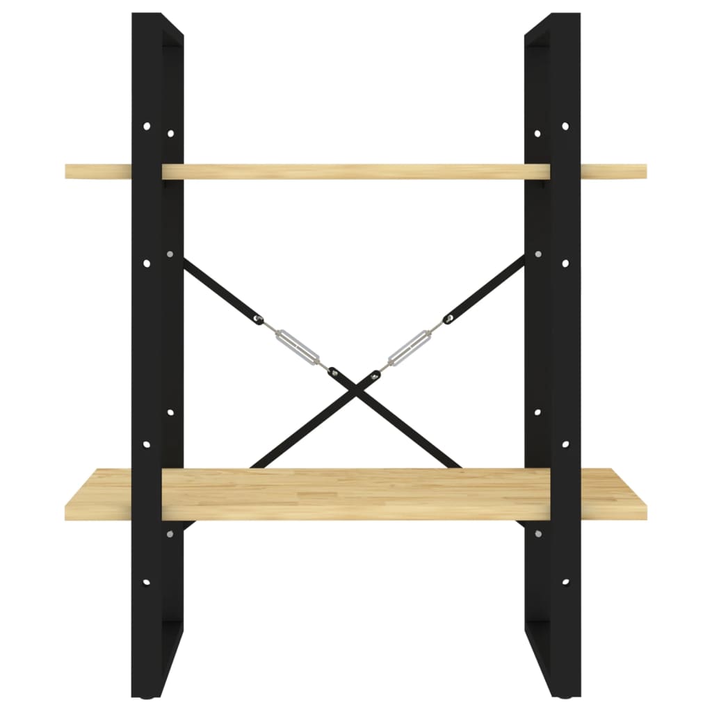 bogreol 60x30x70 cm 2 hylder massivt fyrretræ