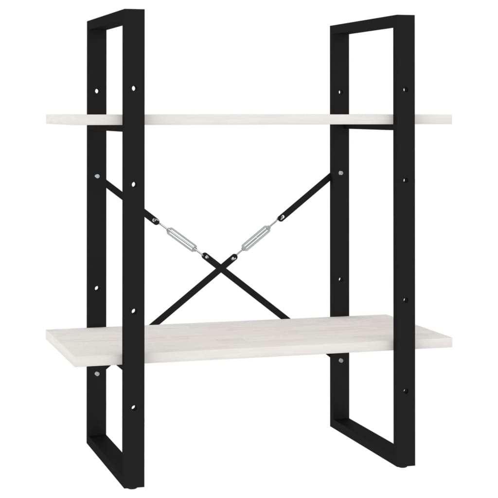 bogreol 60x30x70 cm 2 hylder massivt fyrretræ hvid