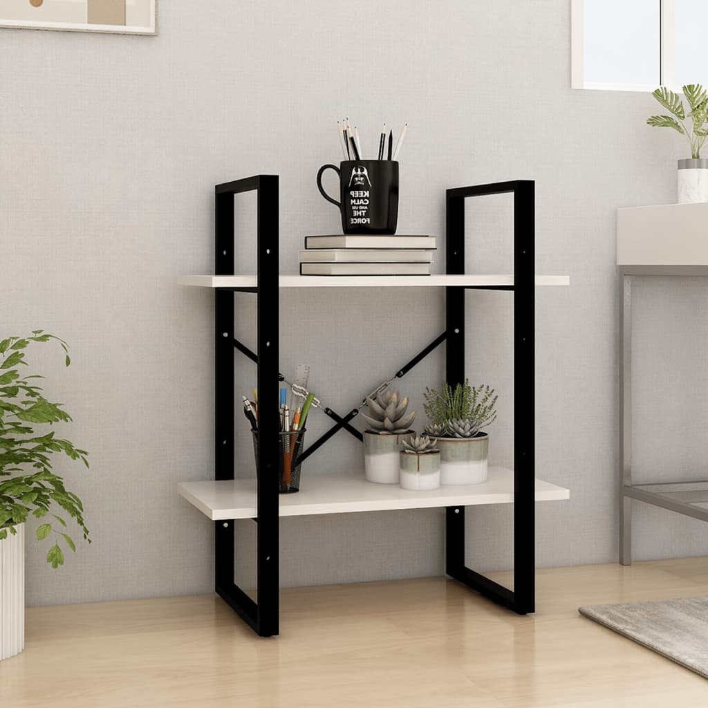 bogreol 60x30x70 cm 2 hylder massivt fyrretræ hvid