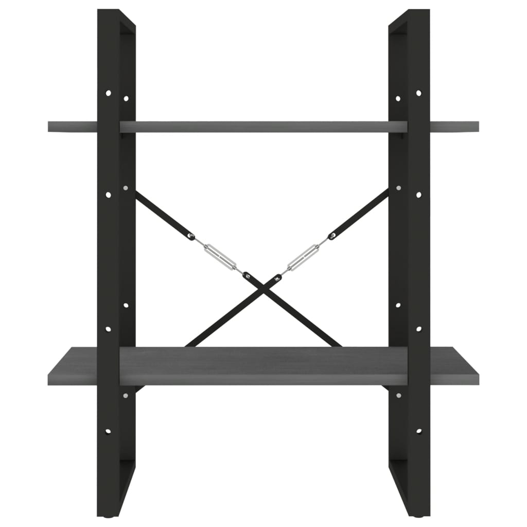 bogreol 60x30x70 cm 2 hylder massivt fyrretræ grå