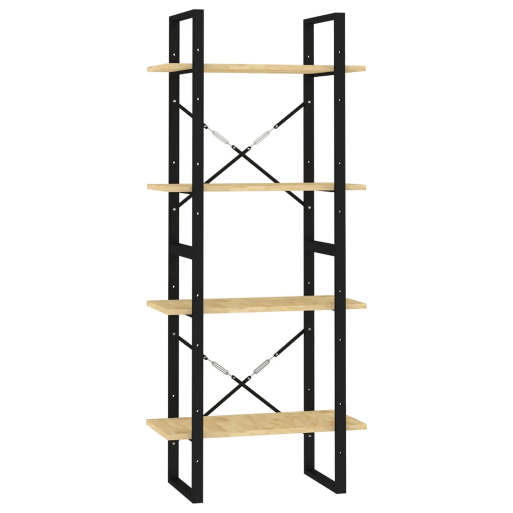 bogreol 60x30x140 cm 4 hylder massivt fyrretræ