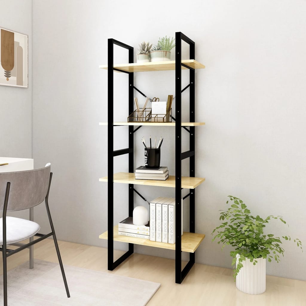 bogreol 60x30x140 cm 4 hylder massivt fyrretræ
