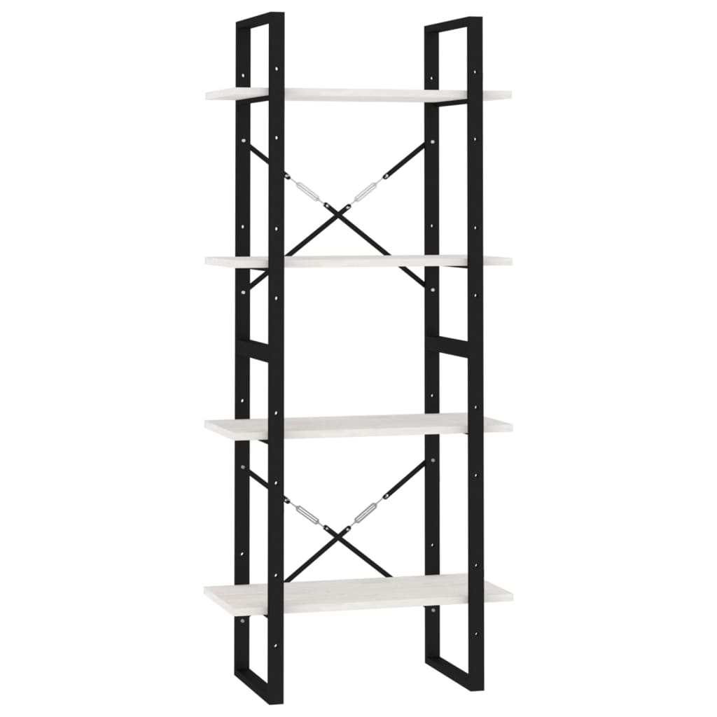 bogreol med 4 hylder 60x30x140 cm massivt fyrretræ hvid