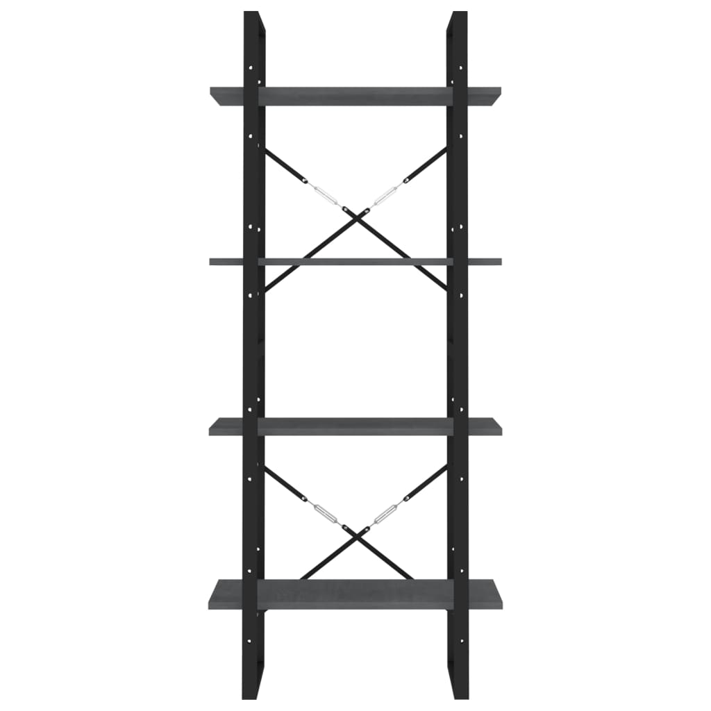bogreol med 4 hylder 60x30x140 cm massivt fyrretræ grå