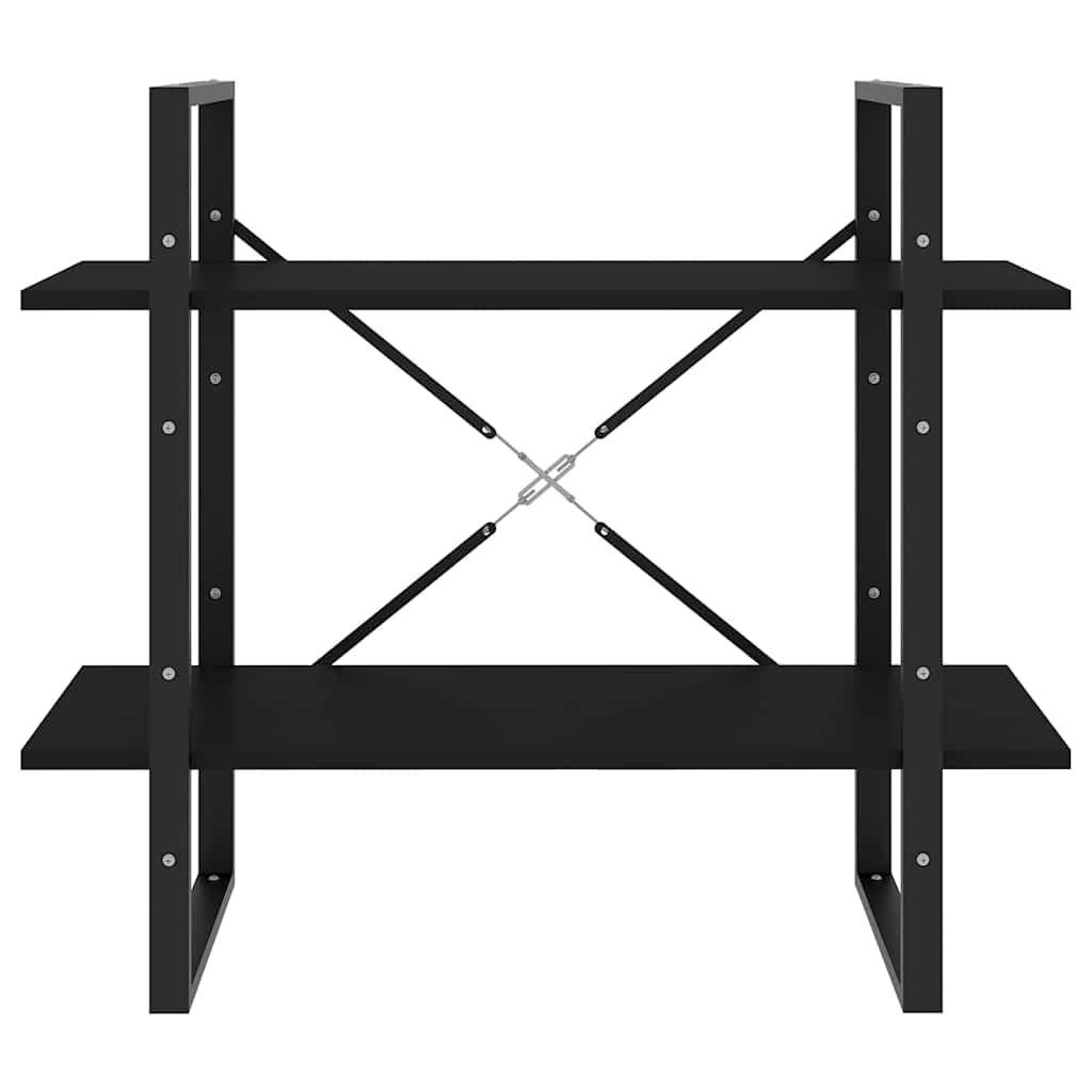 bogreol med 2 hylder 80x30x70 cm konstrueret træ sort