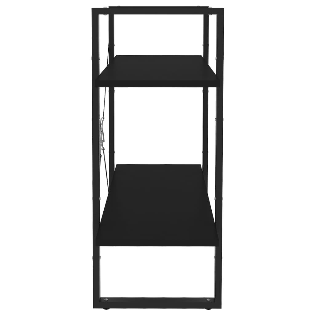 bogreol med 2 hylder 80x30x70 cm konstrueret træ sort