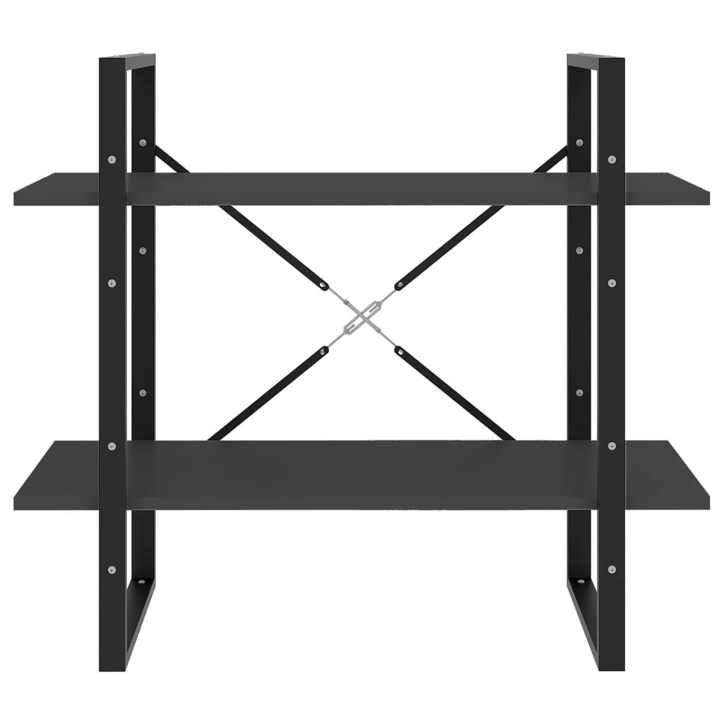 bogreol med 2 hylder 80x30x70 cm konstrueret træ grå