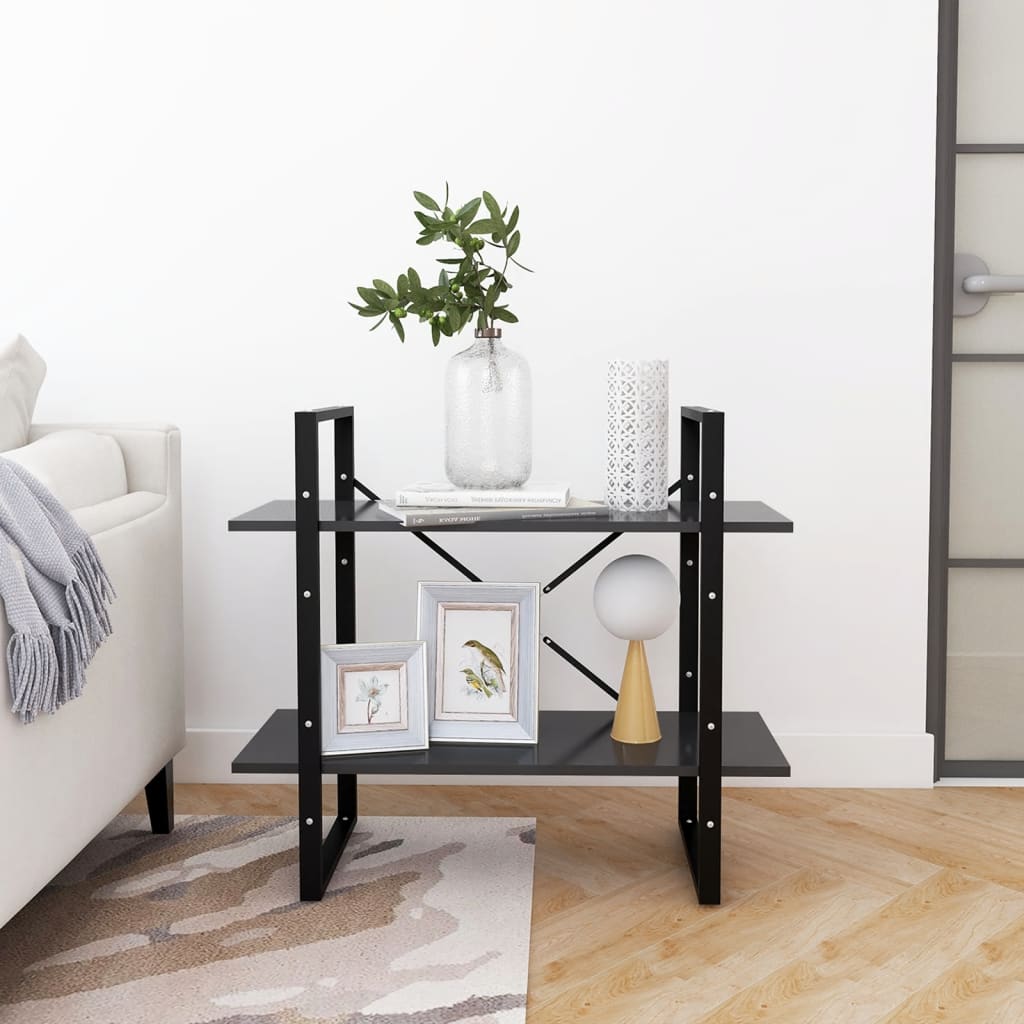 bogreol med 2 hylder 80x30x70 cm konstrueret træ grå