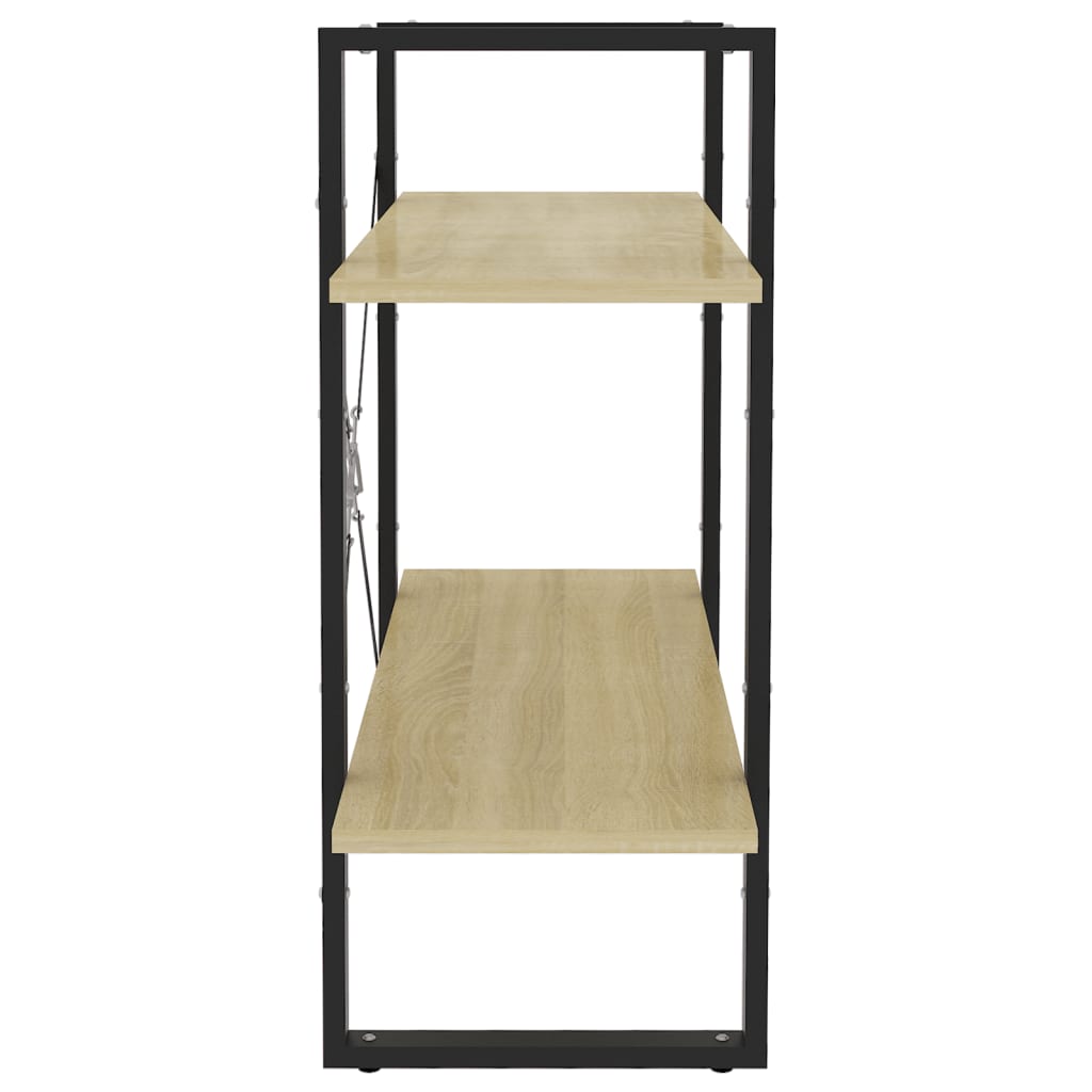 bogreol med 2 hylder 80x30x70 cm konstrueret træ sonoma-eg