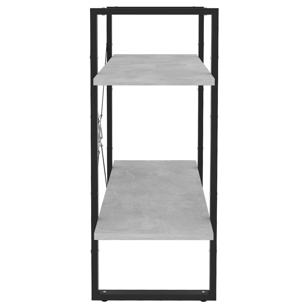 bogreol med 2 hylder 80x30x70 cm konstrueret træ betongrå