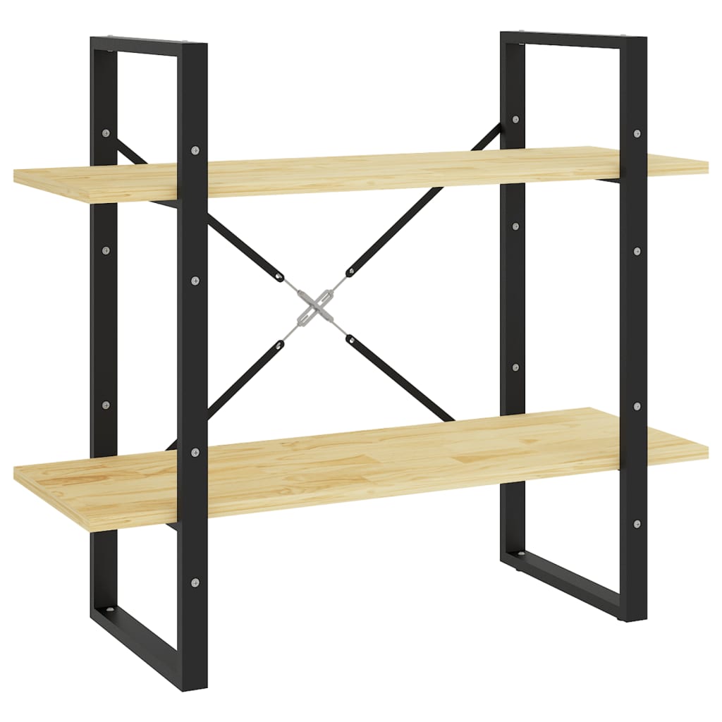 bogreol med 2 hylder 80x30x70 cm massivt fyrretræ