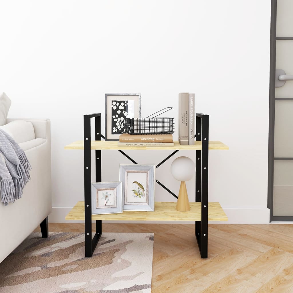 bogreol med 2 hylder 80x30x70 cm massivt fyrretræ