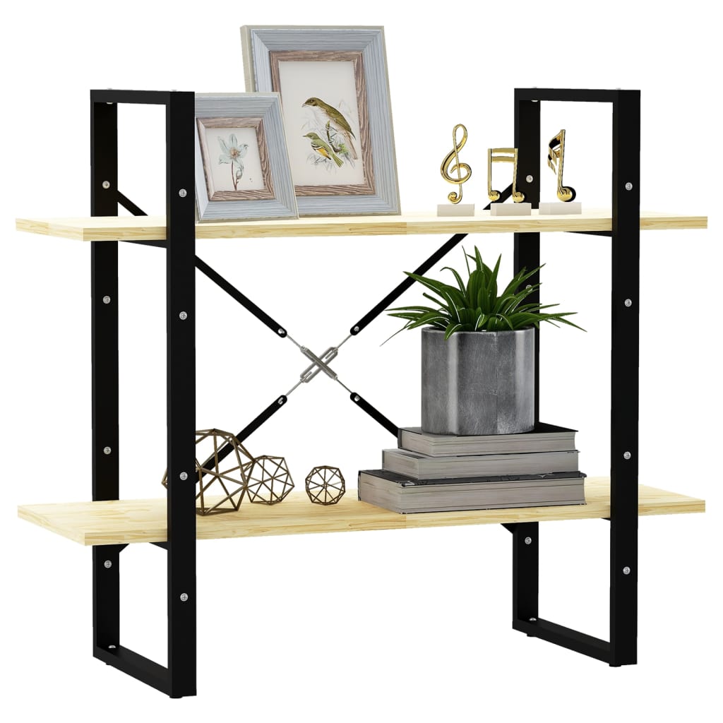 bogreol med 2 hylder 80x30x70 cm massivt fyrretræ