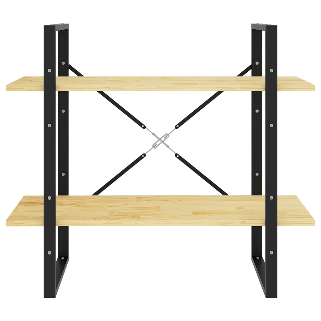 bogreol med 2 hylder 80x30x70 cm massivt fyrretræ