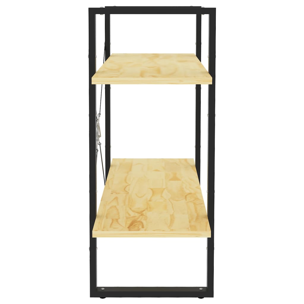 bogreol med 2 hylder 80x30x70 cm massivt fyrretræ