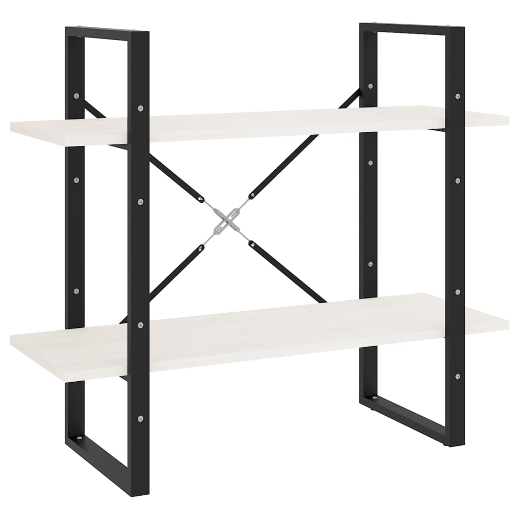 bogreol med 2 hylder 80x30x70 cm massivt fyrretræ hvid