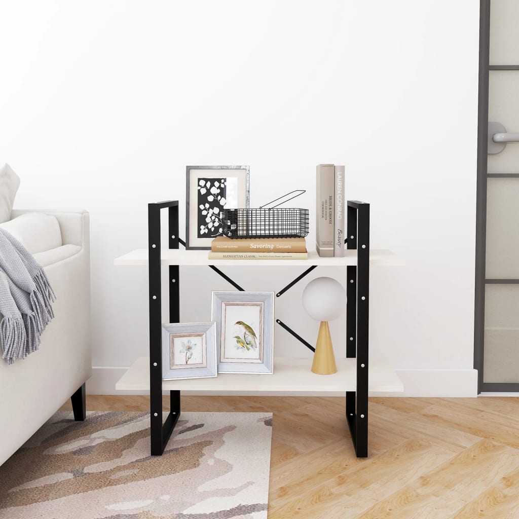 bogreol med 2 hylder 80x30x70 cm massivt fyrretræ hvid