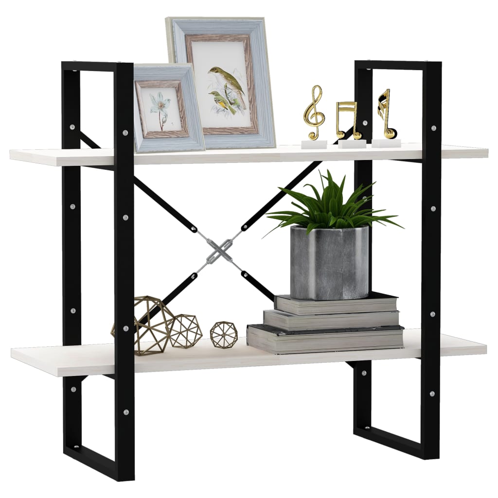 bogreol med 2 hylder 80x30x70 cm massivt fyrretræ hvid