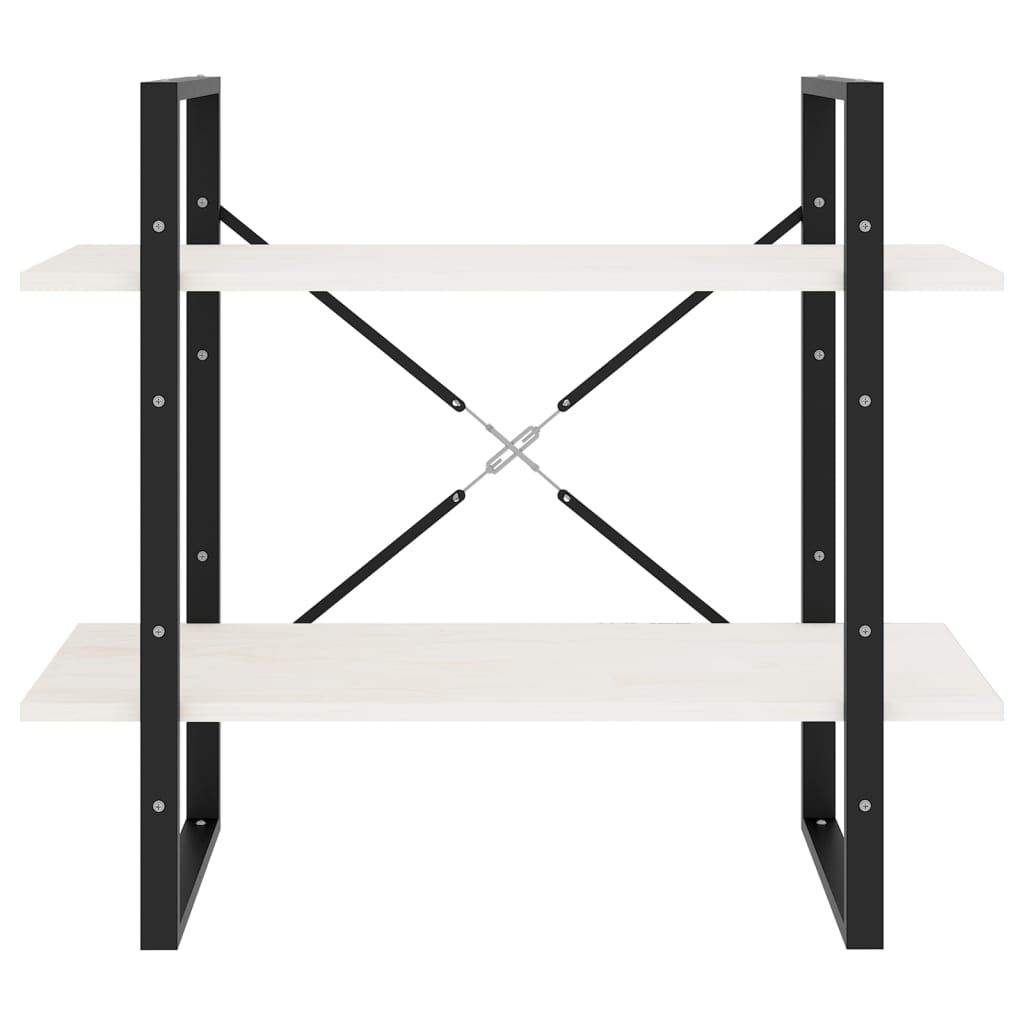 bogreol med 2 hylder 80x30x70 cm massivt fyrretræ hvid