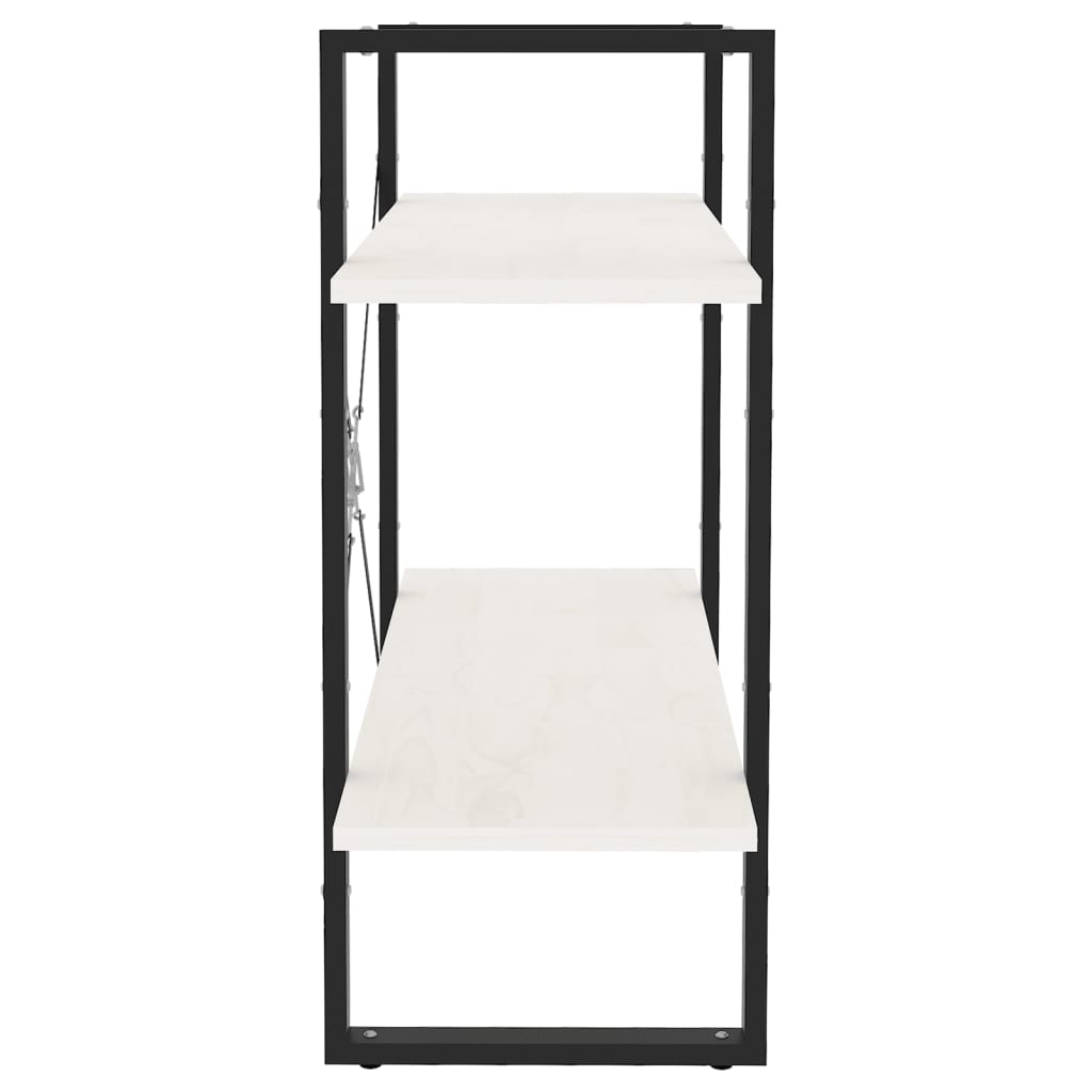 bogreol med 2 hylder 80x30x70 cm massivt fyrretræ hvid