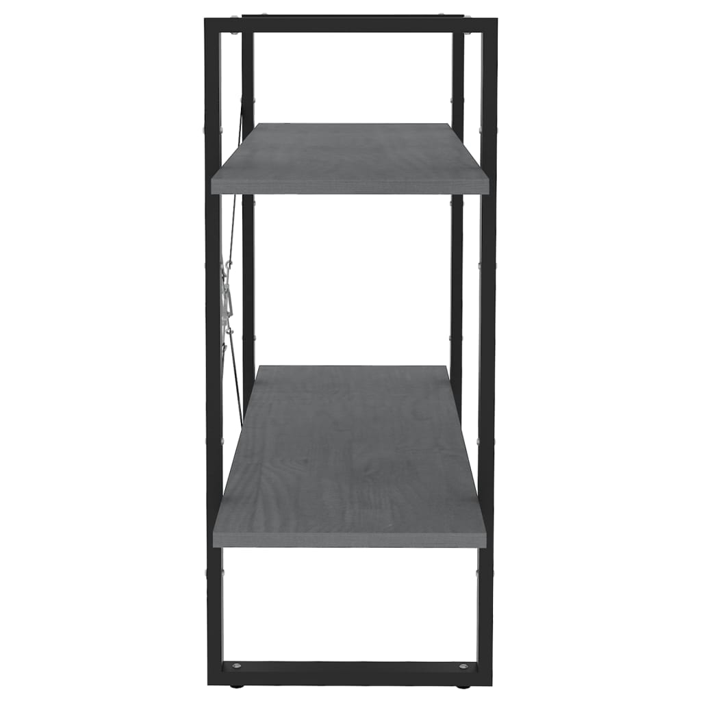 bogreol med 2 hylder 80x30x70 cm massivt fyrretræ grå