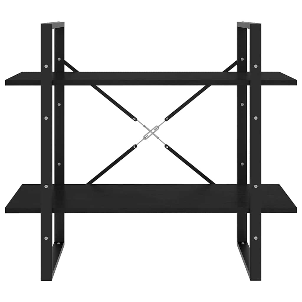 bogreol med 2 hylder 80x30x70 cm massivt fyrretræ sort