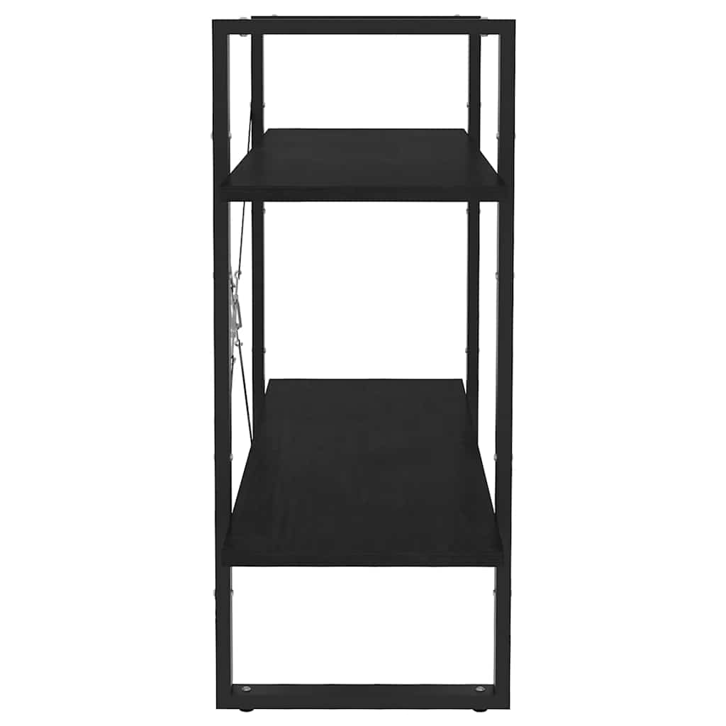 bogreol med 2 hylder 80x30x70 cm massivt fyrretræ sort