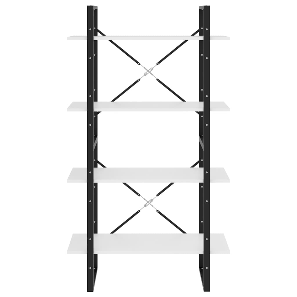 bogreol med 4 hylder 80x30x140 cm konstrueret træ hvid