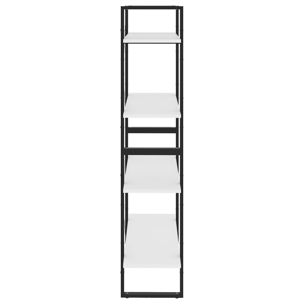 bogreol med 4 hylder 80x30x140 cm konstrueret træ hvid
